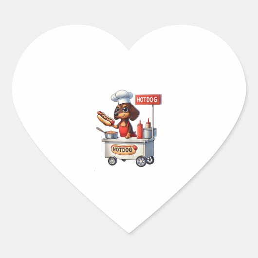 Grappige teckel worst hond Weenie hotdog sandwich Hart Sticker (Voorkant)