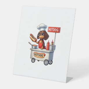 Grappige teckel worst hond Weenie hotdog sandwich Reclamebord Met Voetstuk