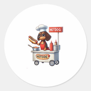 Grappige teckel worst hond Weenie hotdog sandwich Ronde Sticker