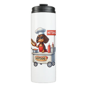 Grappige teckel worst hond Weenie hotdog sandwich Thermosbeker