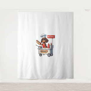 Grappige teckel worst hond Weenie hotdog sandwich Wandkleed