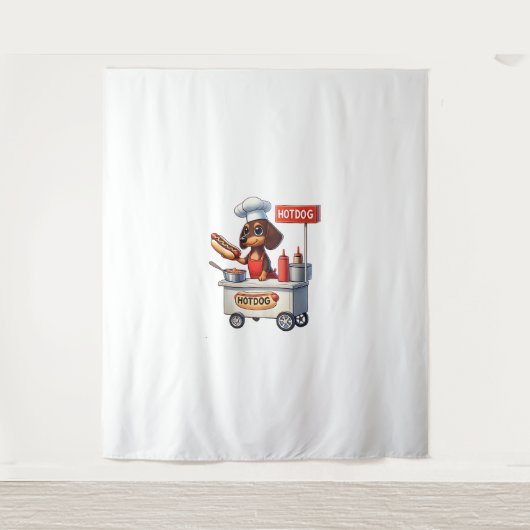 Grappige teckel worst hond Weenie hotdog sandwich Wandkleed (Voorkant)