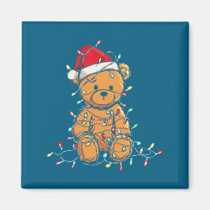 Grappige Teddibeer Kerst Grafische Lichten Liefheb Magneet