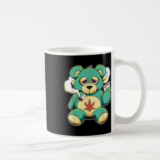 Grappige Teddy Bear Pot Leaf Weed Roken Koffiemok (Rechts)