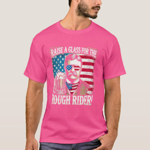Grappige Teddy Roosevelt 4 juli Graphics voor de V T-shirt