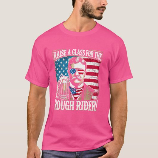 Grappige Teddy Roosevelt 4 juli Graphics voor de V T-shirt (Voorkant)