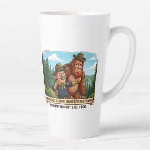 Grappige Teddy Roosevelt en Bigfoot karikatuur - N Latte Mok