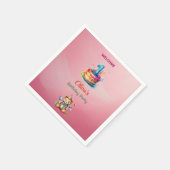 Grappige teddybeer 1e verjaardag papieren servette servet (Hoek)