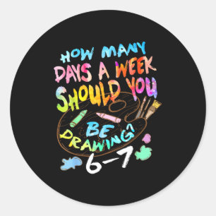 Grappige Teken Schetsende Kunstenaar Kunstliefhebb Ronde Sticker