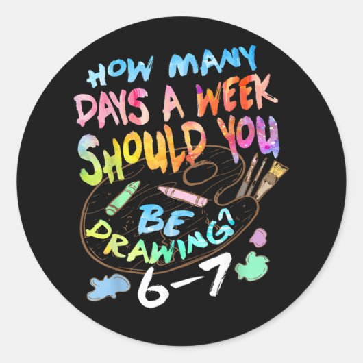 Grappige Tekenende Schetstekenaar  Ronde Sticker (Voorkant)