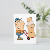 grappige tekenfilm verhuizer briefkaart (Staand voorkant)
