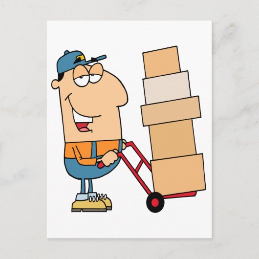 grappige tekenfilm verhuizer briefkaart (Voorkant)