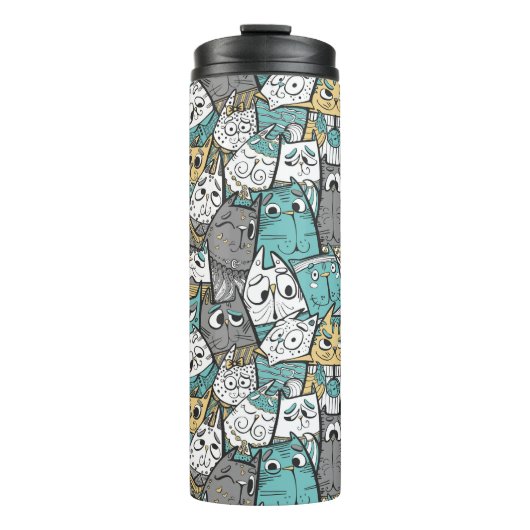 Grappige Tekenfilmkatten Thermosbeker (Voorkant)