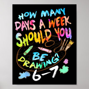 Grappige Tekening Schetsende Kunstenaar Kunstliefh Poster