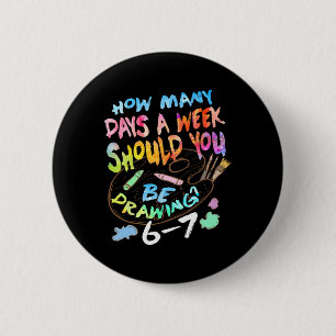 Grappige Tekening Schetsende Kunstenaar Kunstliefh Ronde Button 5,7 Cm