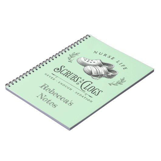 Grappige tekening van Scrubs & Clogs gepersonalise Notitieboek (Linkerzijde)