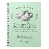 Grappige tekening van Scrubs & Clogs gepersonalise Notitieboek (Voorkant)