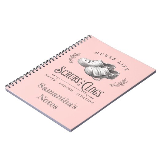 Grappige tekening van Scrubs & Clogs gepersonalise Notitieboek (Linkerzijde)