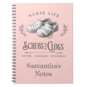 Grappige tekening van Scrubs & Clogs gepersonalise Notitieboek (Voorkant)