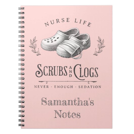 Grappige tekening van Scrubs & Clogs gepersonalise Notitieboek (Voorkant)