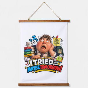 Grappige Tekens Terug naar School Ballon Hangend Wandkleed