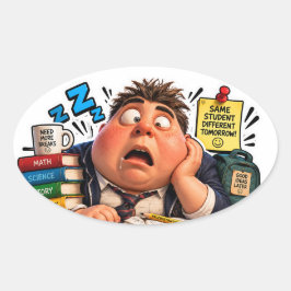 Grappige Tekens Terug naar School Ballon Ovale Sticker