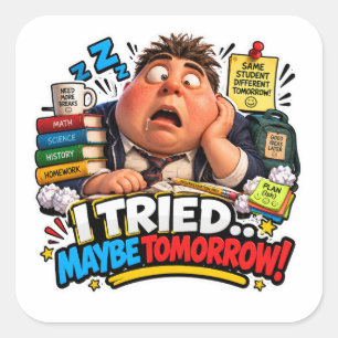 Grappige Tekens Terug naar School Ballon Vierkante Sticker