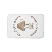 Grappige tekst Home is waar je kat in beker zit Badmat (Voorkant)