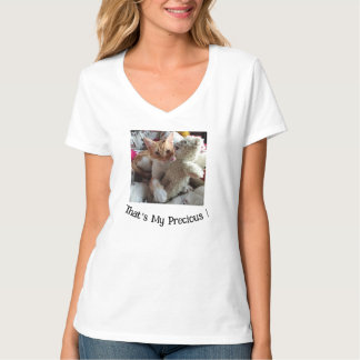 Grappige tekst, kattenfoto, beide vervangbaar, wit t-shirt