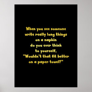Grappige tekst op een servet grap poster