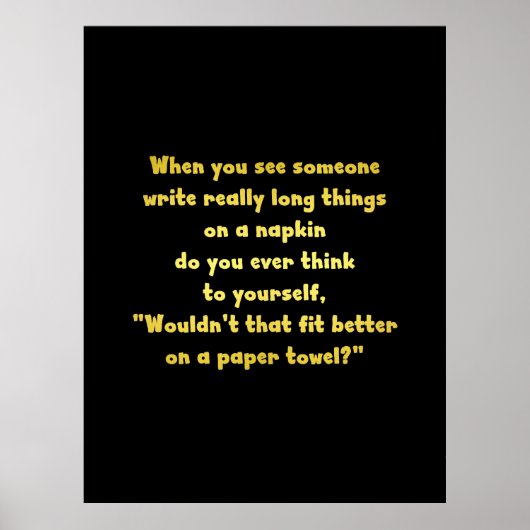 Grappige tekst op een servet grap poster (Voorkant)