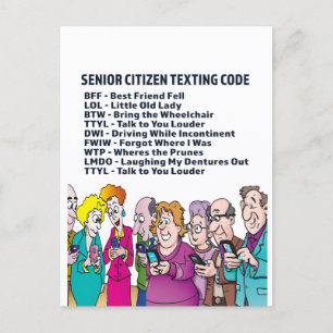 Grappige tekstberichten voor senioren ansichtkaar briefkaart