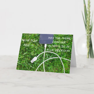 Grappige telefoonoplader 13e verjaardagskaart kaart