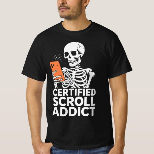 Grappige telefoonverslaving – Gecertificeerd Scrol T-shirt (Voorkant)