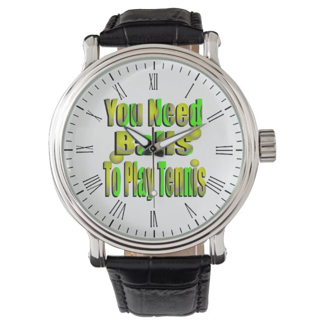 Grappige Tennis Benodigde Ballen, Horloge (Voorkant)