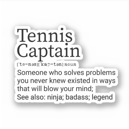 Grappige Tennis Captain Definitie, Tennis Captain  Sticker (Voorkant)