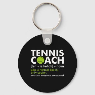 Grappige Tennis Coach Definitie Tennis Racket Spel Sleutelhanger
