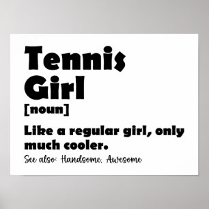 Grappige Tennis Girl Dictionary Definitie Poster