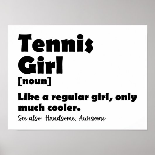 Grappige Tennis Girl Dictionary Definitie Poster (Voorkant)