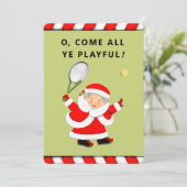 Grappige Tennis Kerst Feestdagenkaart (Staand voorkant)