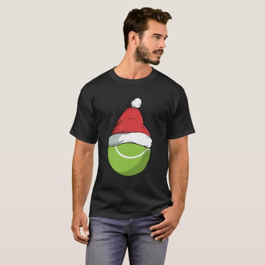 Grappige Tennis Kerstmis Kerstman Verjaardag Famil T-shirt (Voorkant volledig)