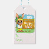 Grappige Tennis Konijn Pasen Cadeaulabel (Voorkant)