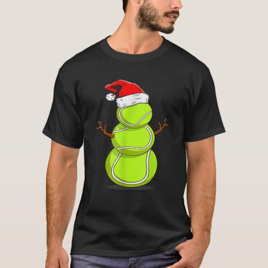 Grappige Tennis Speler Snowman Kerst Voor Mannen V T-shirt (Voorkant)