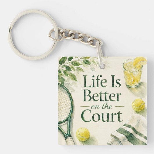 Grappige tennis spreuk sleutelhanger (voorkant)
