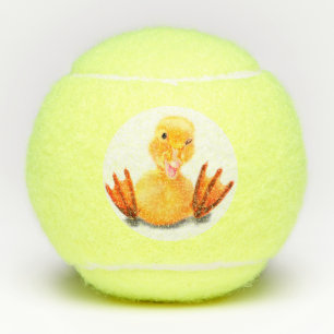 Grappige tennisballen gelukkig gele eend