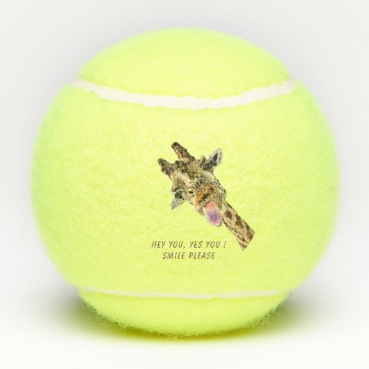 Grappige tennisballen met speelse Giraffe - Smile (Achterkant)