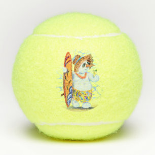 Grappige Tennisballen Sneeuwman Surfer