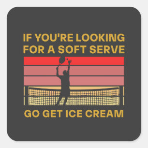 Grappige tennisquote vintage retro speler humor vierkante sticker