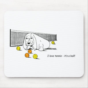 Grappige tennisspelende Basset Hound-muismat Muismat