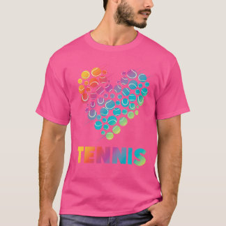 Grappige Tennisspeler Racket Hart Regenboog Tennis T-shirt